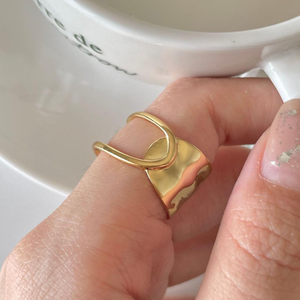 925 Sterling Silver Rings For Women Geometric Fine Jewelry Finger Adjustable Gold Interware CZ Ring For Party Birthday Gift