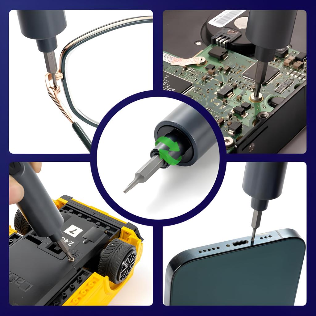 Набор электрических прецизионных отверток 28 в 1 с беспроводным мини-аккумулятором Type-C и набором инструментов для ремонта со светодиодом для часов iPhone PC