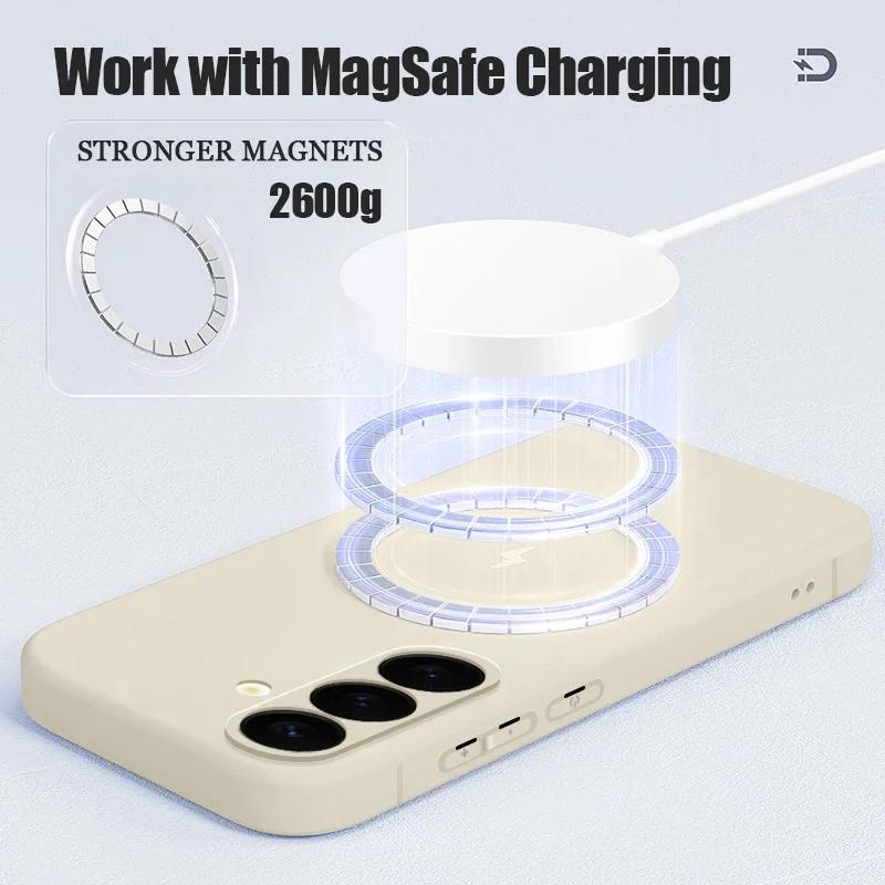 Жидкий силикон для чехла Magsafe Wireless Charge для Samsung Galaxy S25 S24 Ultra S23 S22 S21 A55 A15 A35 A05 Противоударный чехол