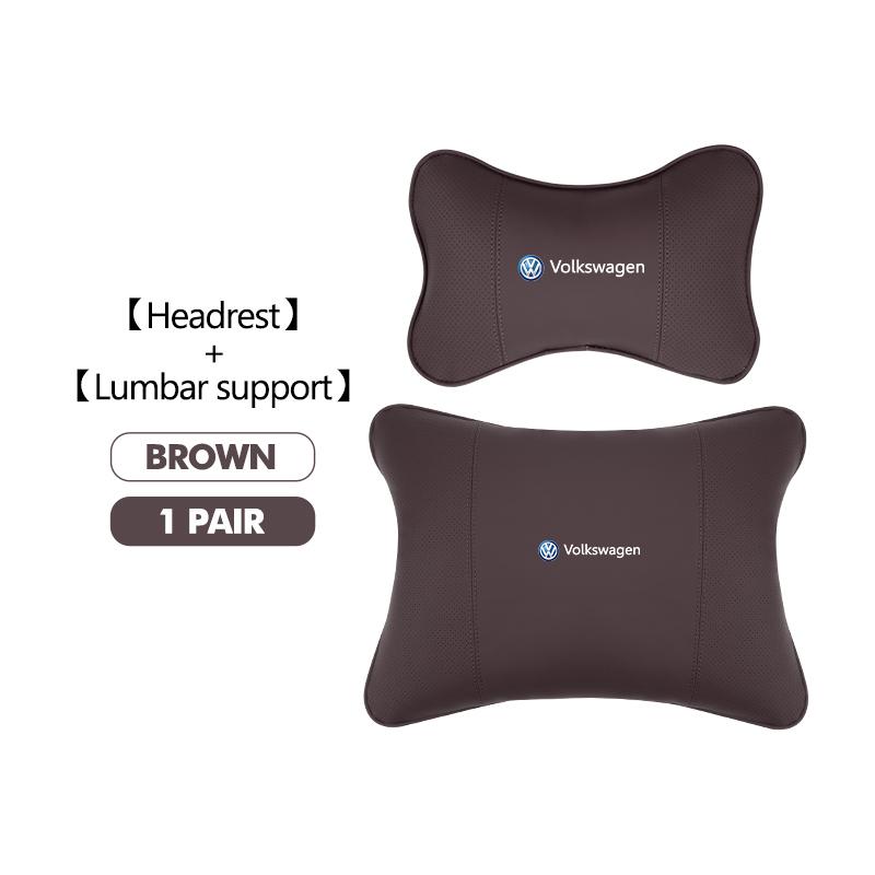 Leather Car Headrest Lumbar Support Cushion Perforated Pillow For Volkswagen VW Scirocco Jetta Beetle Golf 4 5 6 Passat Polo B5 zj2