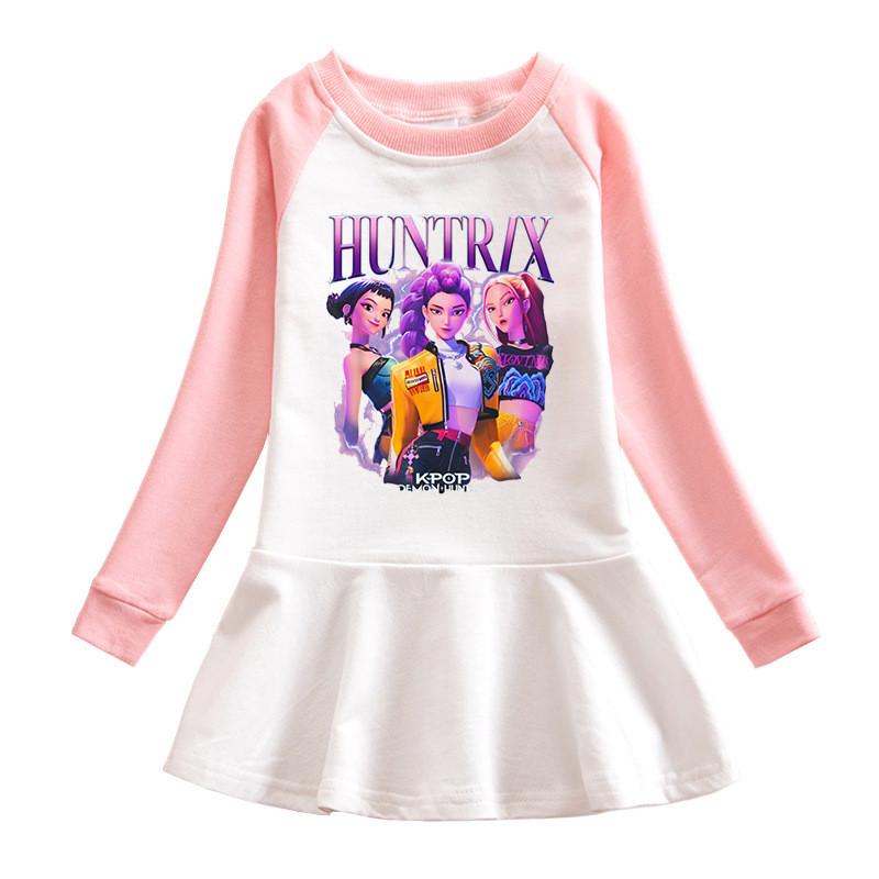 Девочки Kpop Руми Зои Мира Принт Охотники Руми Зои Мира Плиссированное платье