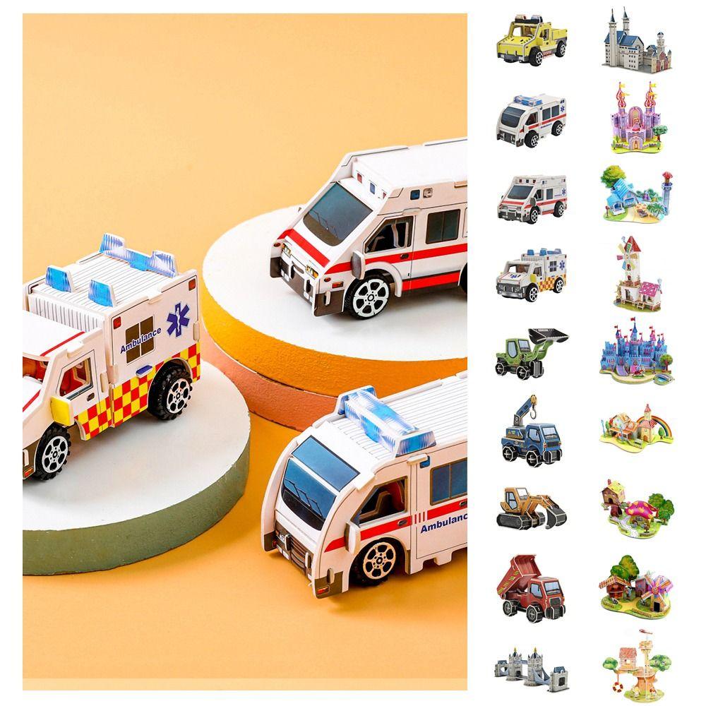 Бумажный мультяшный домик Бумажный игрушечный домик 3D-пазл Игрушечный автомобиль Подарки на день рождения