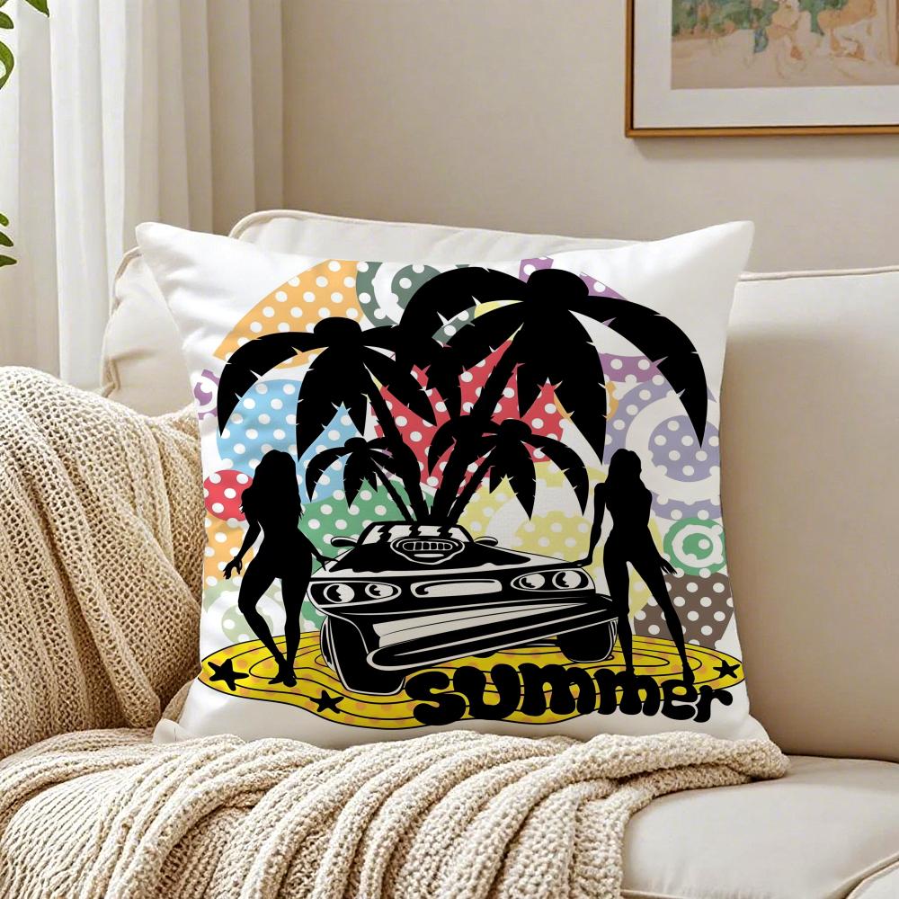 American Classic Beach Style Art Cushion Cover Linen Pillowcase Soft for Sofa Bed Home Room Decor