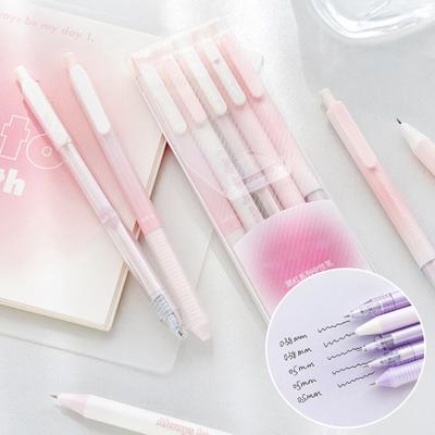 5 шт./кор. 0,5 мм гелевая ручка пресс-типа, съемная с зажимом, быстросохнущая, разные канцелярские принадлежности, градиент цвета, пластиковая ручка для письма, школьные принадлежности