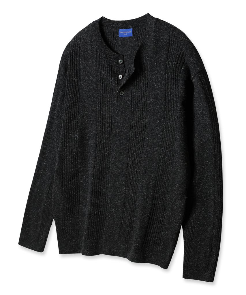 ALVINCLO [Deluxe] Linen Multi Henley Round Long Sleeve Knit Dlx1524 (3 Colors)