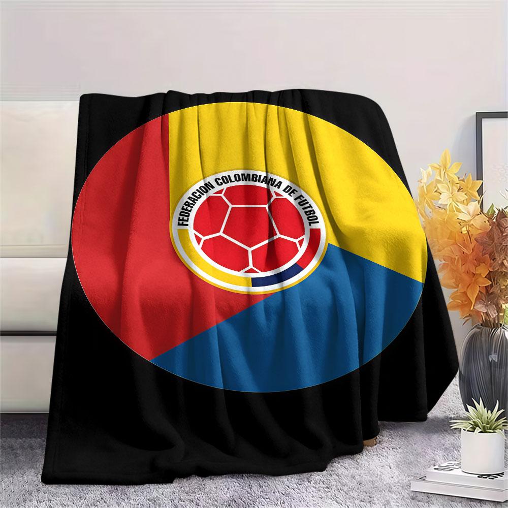 Colombia football Printed Flannel Blanket, soft throw for bedroom sofa, washable,soccer fan merchandise, great gift.
