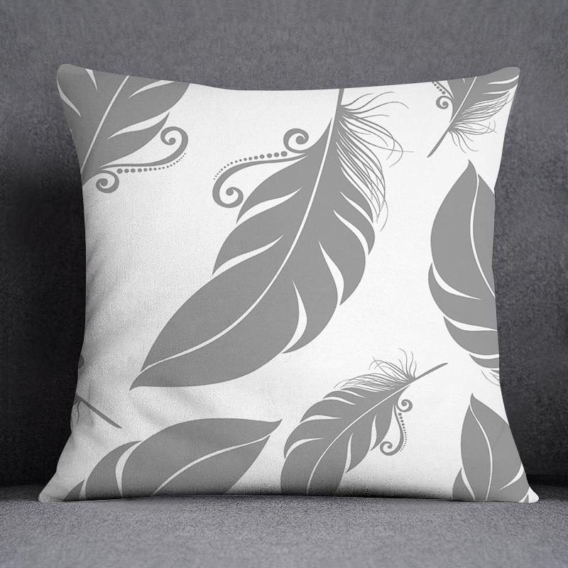 Gray Low White Flower Pattern Home Decoration Pillowcase Square Pillowcase Home Office Decoration Cushion Cover