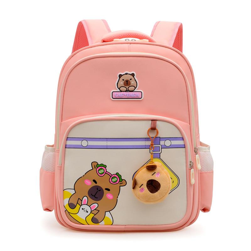 Kids Cartoon Capybara Backpack With Large Capacity And Padding For Elementary School Students