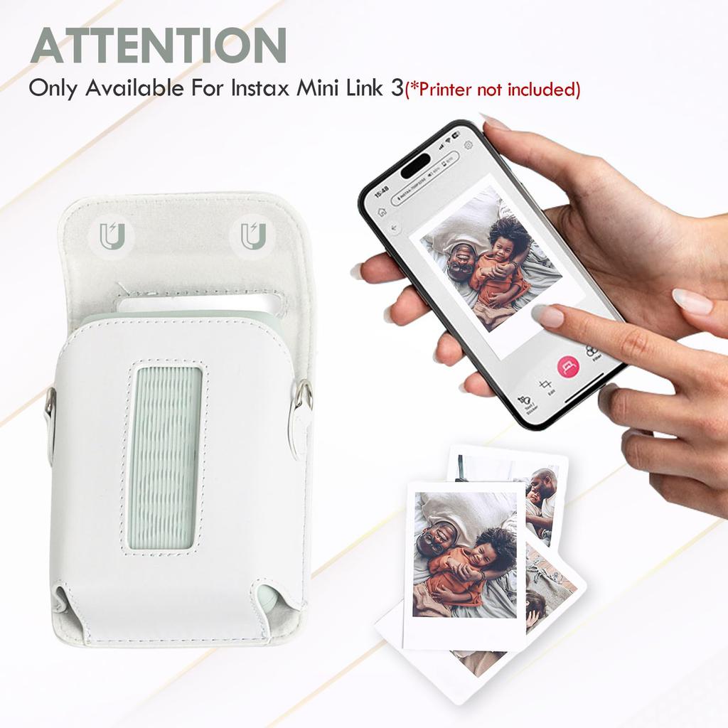 VOVMOEYA For Fujifilm Instax Mini Link 3 Smartphone Instax Link3 Storage Bag FUJI Link 3 Protective Cover PU Leather Full Protection Microfiber Inner