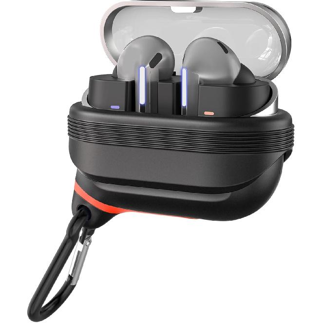 Для чехла Galaxy Buds 3 Pro и чехла Galaxy Buds 3, водонепроницаемый силиконовый чехол премиум-класса с карабином, беспроводная зарядка, патент зарегистрирован, черный