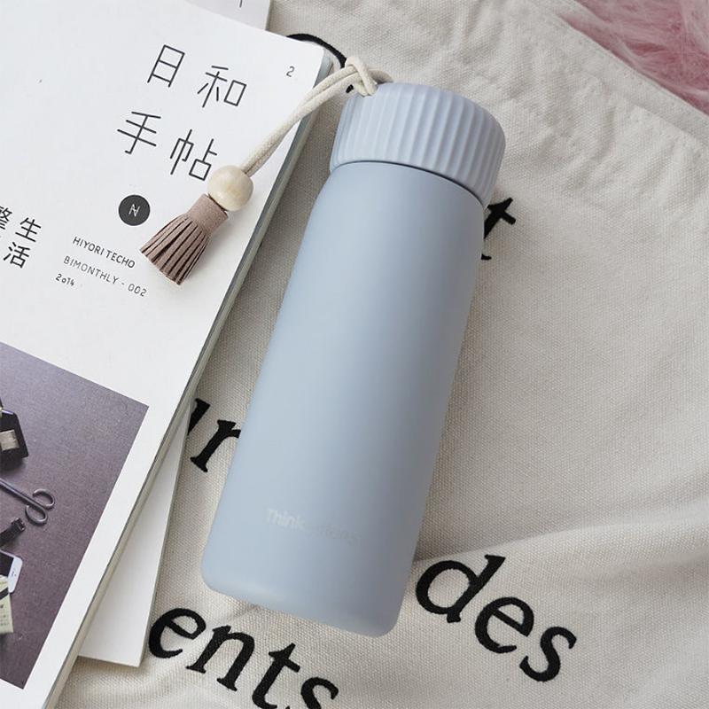 Японская термос, женская милая простая детская термос с кисточкой, портативная чашка для воды, 400 мл, термос
