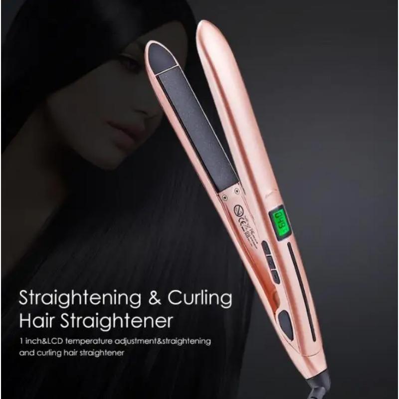 2 In 1 Ceramic Curling Iron Hair Curler Thermostatic Fast Heat Flat Iron Curling Iron Travel Waver Plate