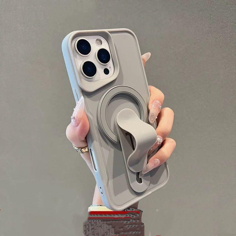 Чехол MagSafe из жидкого силикона с невидимой подставкой для iPhone 16 15 14 13 12 11 Pro Max с магнитной беспроводной зарядкой.