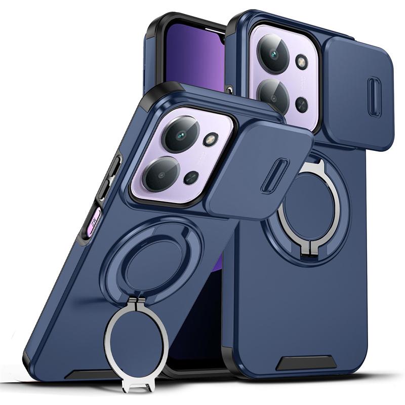 Прочный чехол-броня из ПК+ТПУ с магнитной кольцевой подставкой для Xiaomi Poco X8 Pro Max X7 F8 Ultra F7 M8 Pro, с крышкой-слайдером для окна камеры
