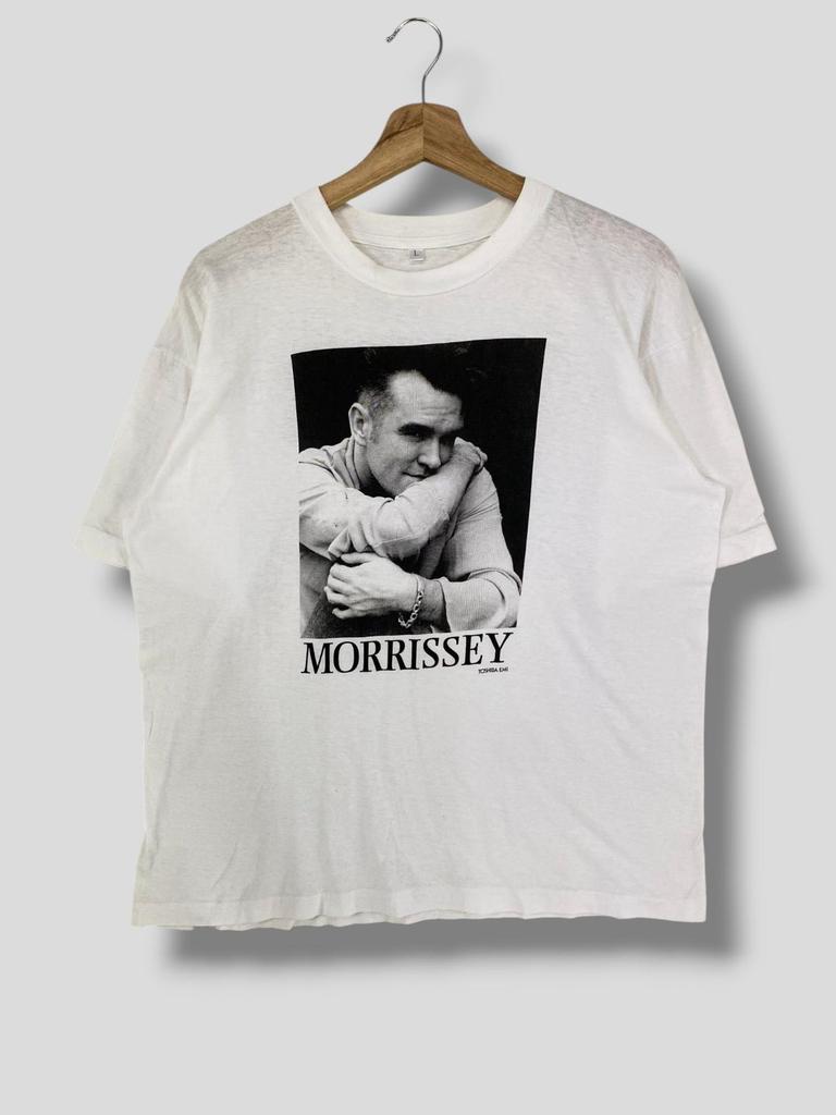 Vintage 90s Morrissey toshiba emi music merch promo T-Shirt collectible Morrissey vintage band tee the smith single stitch white large