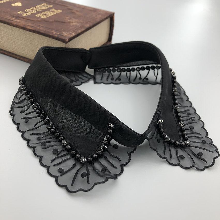 Белая черная рубашка с искусственным воротником для женщин, кружевной ажурный съемный воротник, ромбовидный лацкан, рубашка, блузка, топ, ожерелье, аксессуары для одежды