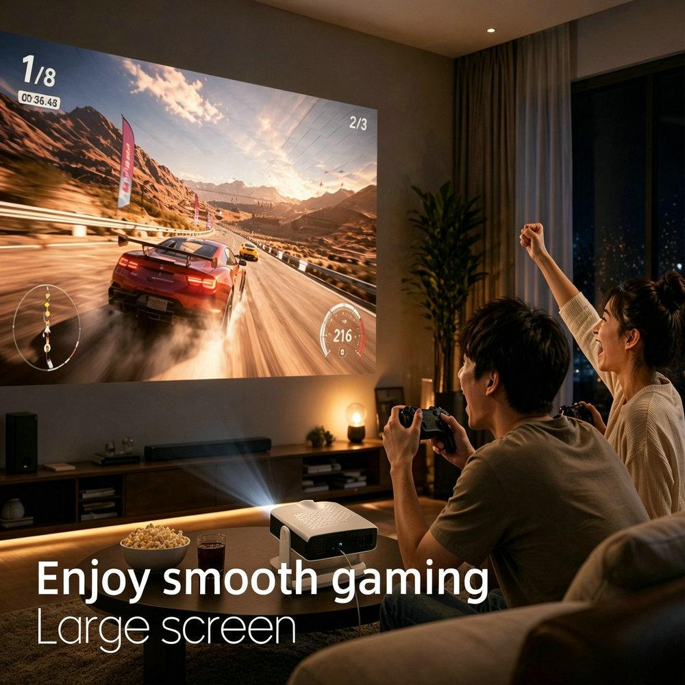 Умный проектор 1080P Full HD на Android 14, двухдиапазонный WiFi, Bluetooth, автофокус, проектор для домашнего кинотеатра, большой экран 40-200 дюймов