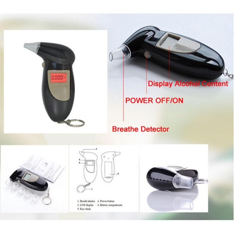 LCD Digital Alcohol Breath Tester Breathalyser Device Self Analyzer Detector with Keychain