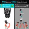 6K HD Three Screen WiFi Security Camera 4K 8MP Outdoor Wirelss PTZ IP Camera Ai Human Detect Video Surveillance iCSee APP