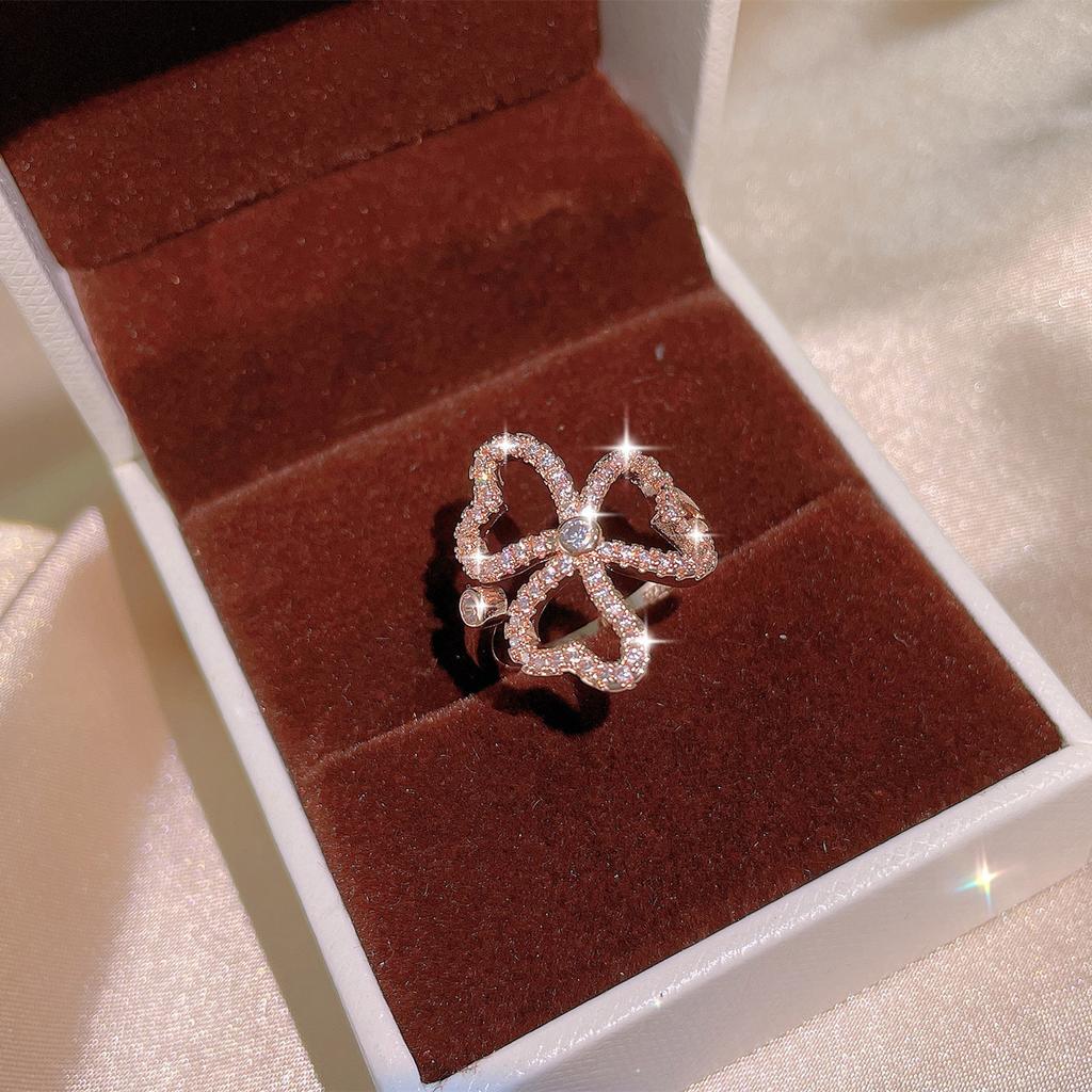 Серьги-гвоздики из серебра 925 пробы Lucky Clover с белым цирконом, кольцо с клевером, серьги-гвоздики, женские креативные ювелирные изделия, подарок для вечеринки, дня рождения