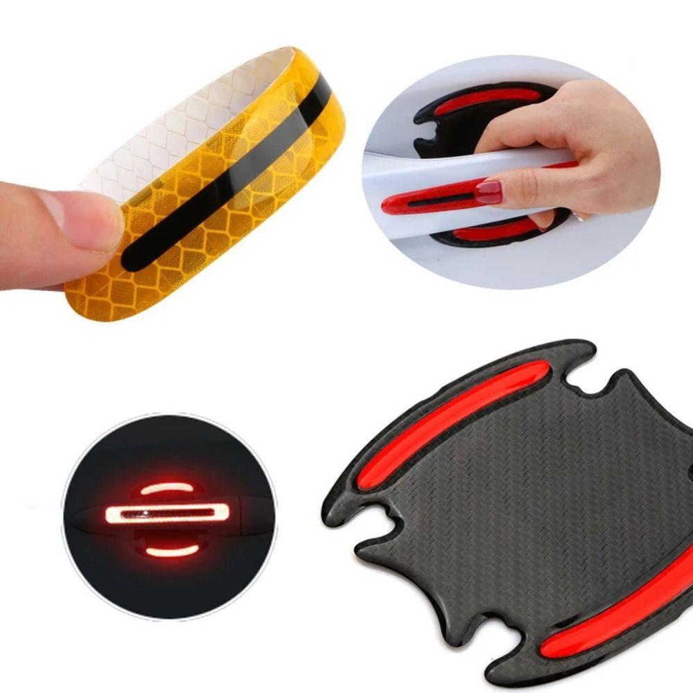 8Pcs/Set Self-Adhesive Car Door Guard Reflective Door Handle Protective Film  Driving Safety