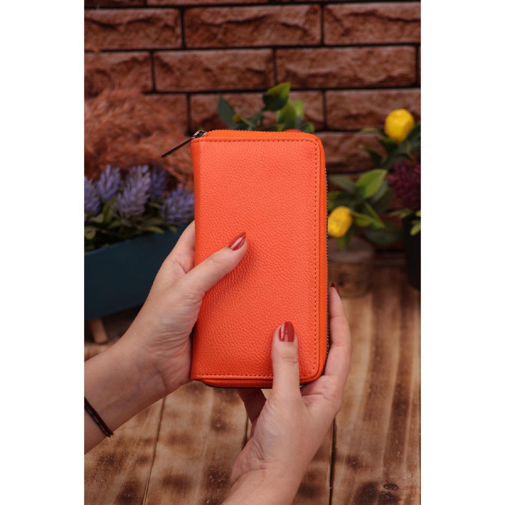 Unisex Leather Long Card Holder Wallet Portfolio With Phone Compartment