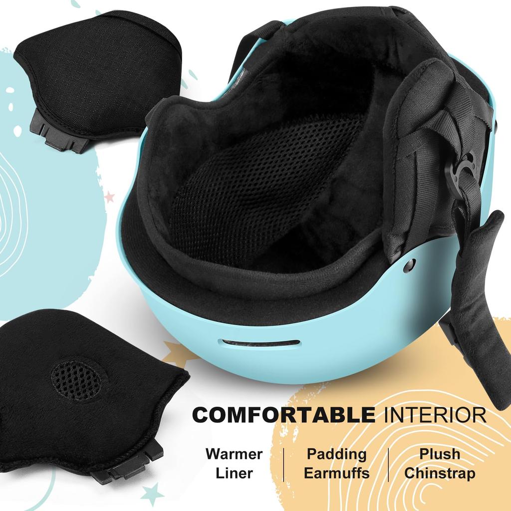 Odoland Ski Helmet with Snowboard Adjustable Impact Size Small Kids' Goggles, Helmet, Size, Anti-Fog, Resistant, Breathable, Cyan,