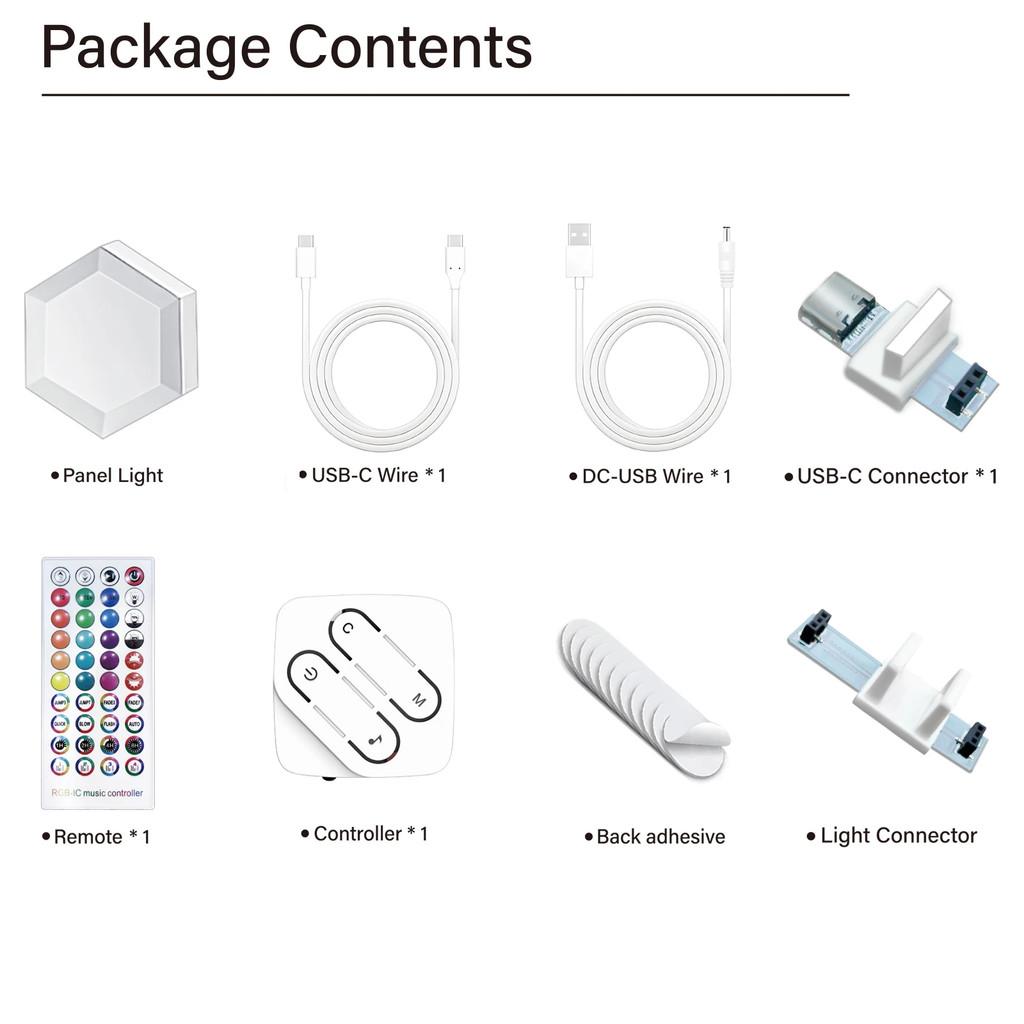 RGB-IC Интеллектуальная шестиугольная настенная лампа с изменяемым цветом, окружающий ночник, лампа для атмосферы игровой комнаты, DIY форма, музыкальный ритм, атмосферное освещение