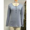 Spring and Autumn Women's Blouse Round Neck Button Loose Long Sleeve Striped Top