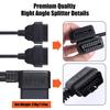 Right Angle OBD2 Splitter Y Cable, 16 Pin 1 Male Splitter To 2 Female Extension Cable 30Cm/12Inch