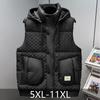 Мода больших размеров 5XL-11XL Зимний теплый безрукавный жилет оверсайз для мужчин Верхняя одежда Толстая зимняя мужская куртка с капюшоном