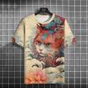 Men T-Shirts Casual Short Sleeve Tops Japanese Style Ukiyoe Graphic Clothing Oversized Summer Apparel Male T-Shirts Cat Pattern