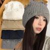 Модная осенне-зимняя однотонная вязаная шапка с дырками для женщин, утолщенная для сохранения тепла, с защитой ушей, без полей, вязаная шапка Мао