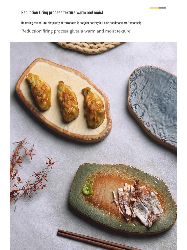 Японская минималистичная керамическая тарелка для суши и пельменей - Изысканный подглазурный дизайн