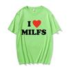 Модные Унисекс Футболки с Принтом I Love MILFS I Heart Hot Moms Мужские Женские Оверсайз Повседневная Футболка Харадзюку Футболка Стритвир