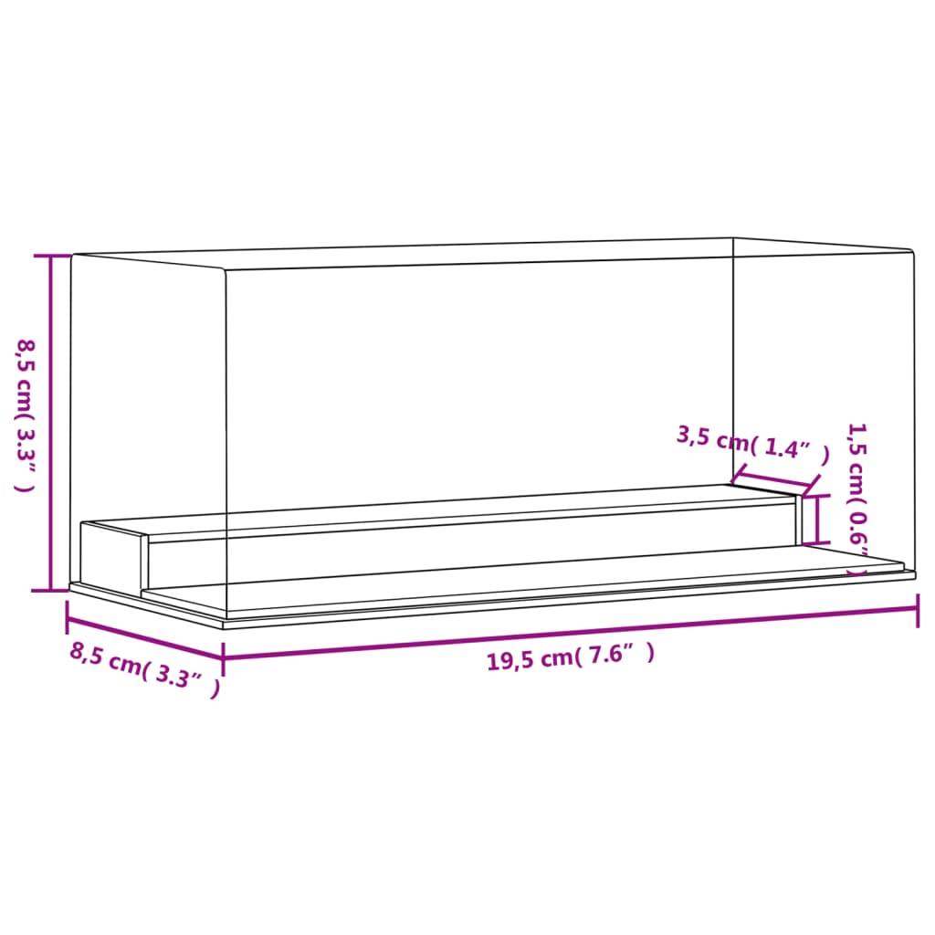 Transparent Display Case 19.5 x 8.5 x 8.5 cm Acrylic