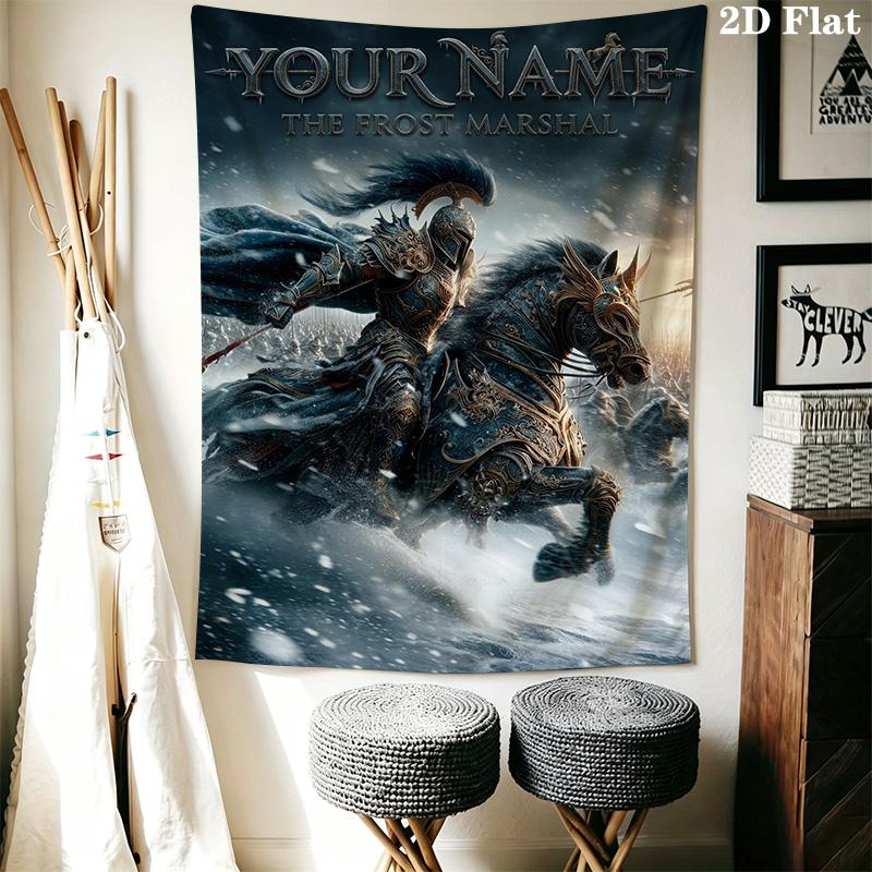 Name Custom Epic knight Wall Tapestry Aesthetic Wall Hanging Printed Fabric Blanket Decorative Tapestries for Bedroom Living Room Home Decor
