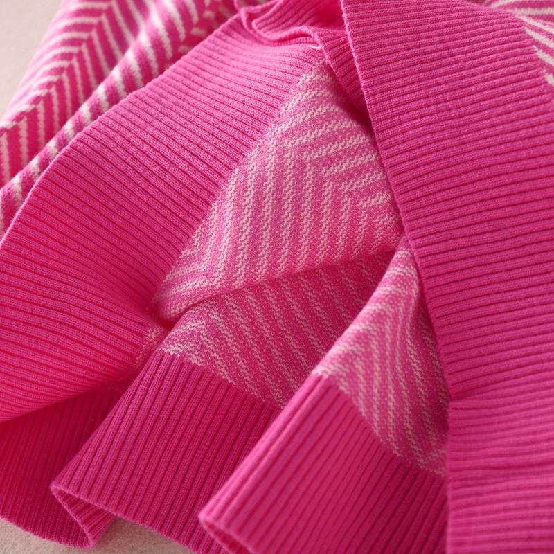 Autumn Women's Cardigan Sweater Women V-Neck Color Collision Loose Striped Sweater Jacket Long Sleeve Top