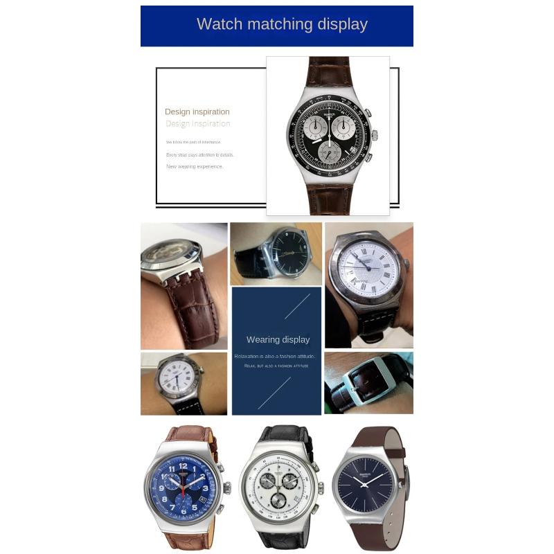 23 мм Ремешок для часов из натуральной кожи и силикона для Swatch YOS440 449 401G 447 448 IRONY Мужские ремешки с матовой текстурой