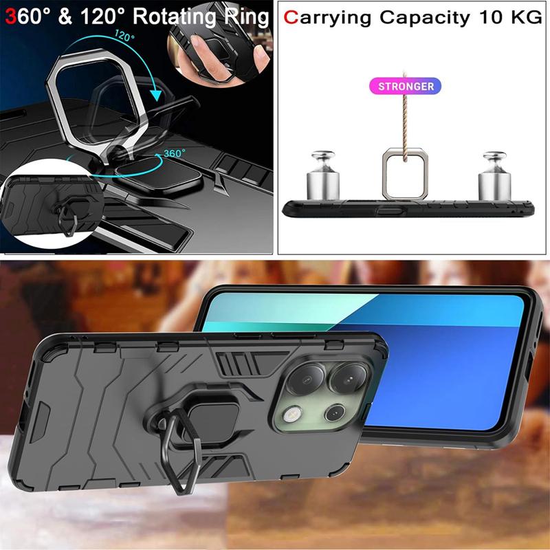 [Вращающаяся на 360° подставка] [Защита от падения военного класса] Чехол с магнитным автомобильным креплением для телефона для Xiaomi Redmi 13c Note 13 4G/5G 13 Pro + 4G 5G