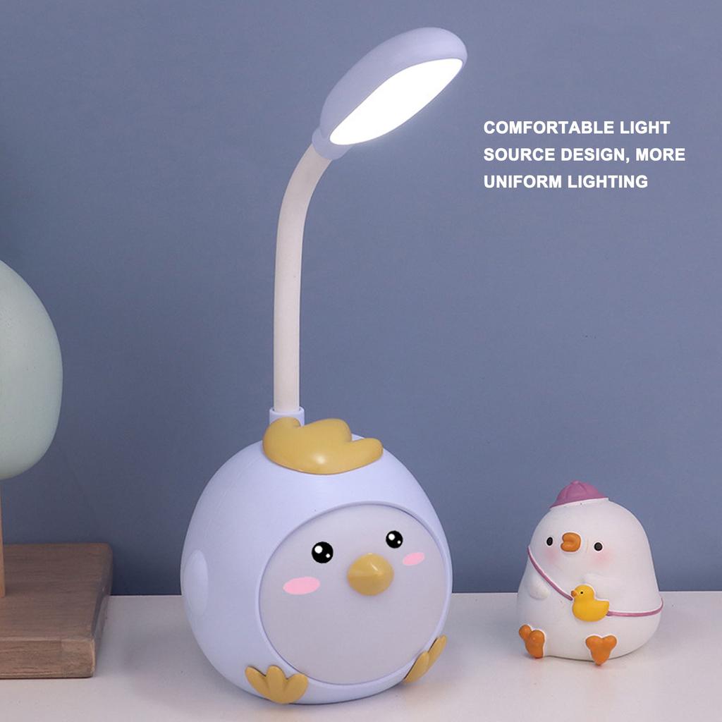 LED Desk Lamp USB Charging Eye Flexible Color Night Light with Cute Chicken Base