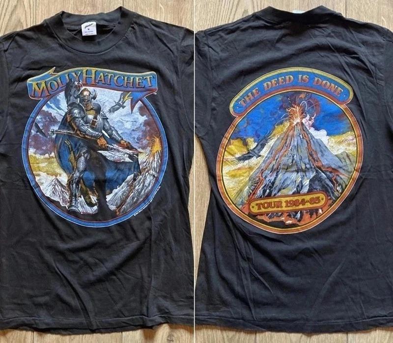 Molly Hatchet 1984 Тур Репринт Черная Футболка Унисекс Футболка Мужчины Женщины S-5XL