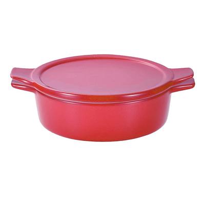 Кастрюля для микроволновки Pearl Metal, 15 см, неглубокая, безопасная, в комплекте, красная, Omakase! Л-1983