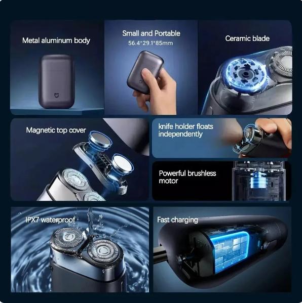 Xiaomi Электробритвы MIJIA S600, портативная бритва для мужчин, перезаряжаемая машинка для бритья бороды типа C, триммер для сухого и влажного бритья, моющийся