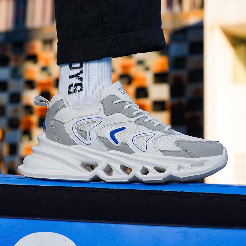 New Summer Men'S Shoes Breathable Running Shoes Lightweight Lace-Up Non-Slip Sports Tennis Shoes Fashionable Blade Sneakers