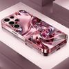 Металлическая розовая текстура Madam pink Стекло Чехол для телефона для Samsung Galaxy S26 S25 S24 S23 S22 S21 FE Ultra Plus Ударопрочный Женский