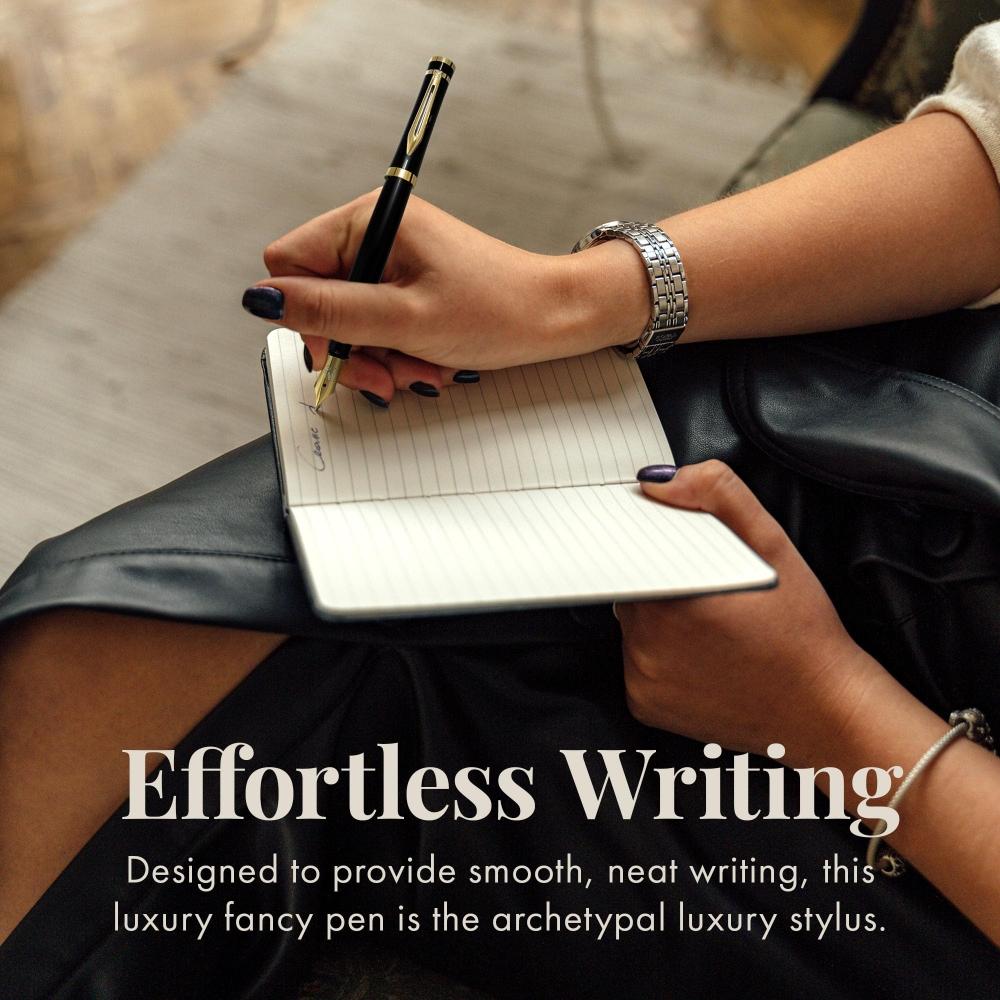 Wordsworth & Black Набор перьевых ручек, средний кончик, 6 картриджей и заправочный конвертер, подарочный футляр, для ведения дневника, каллиграфии, ручка с гладким пишущим инструментом [