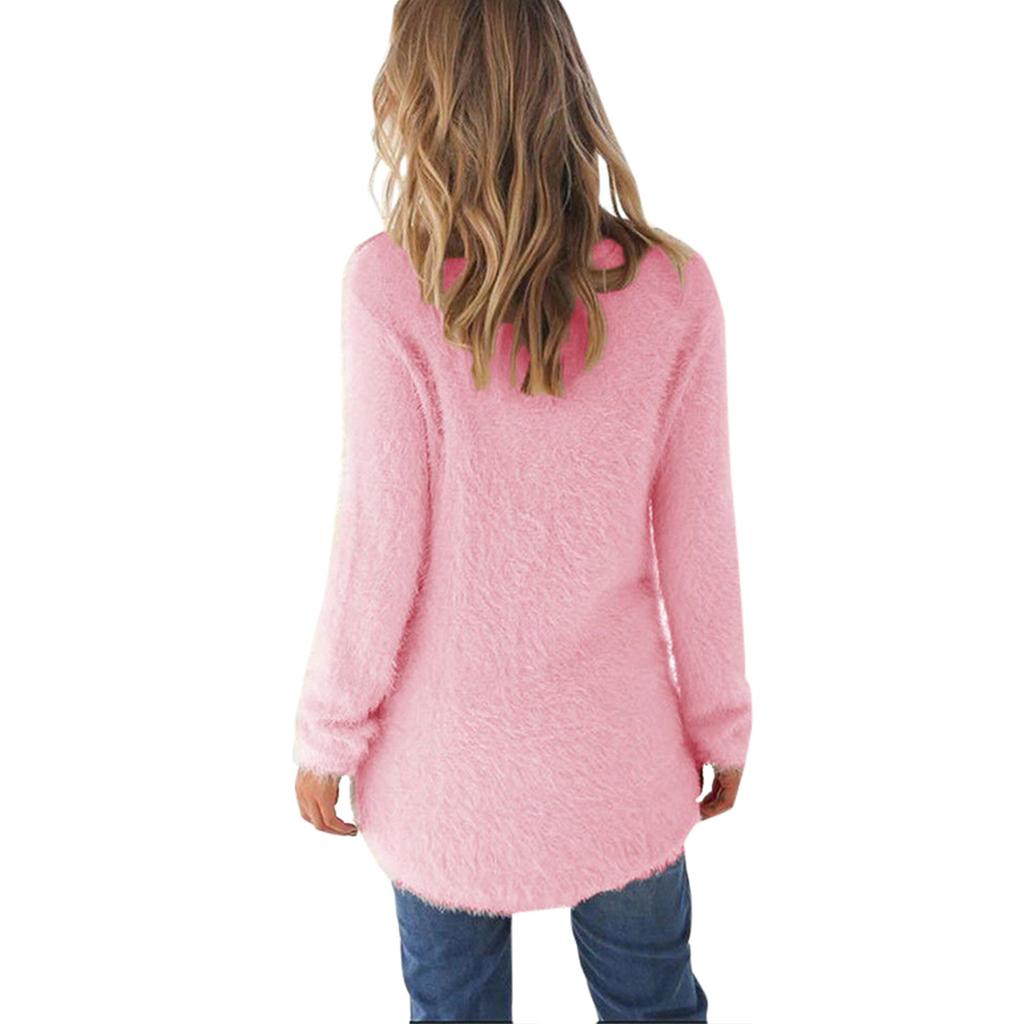 Женские теплые зимние однотонные пуловеры на молнии на четверть, свитер, плюшевый топ
