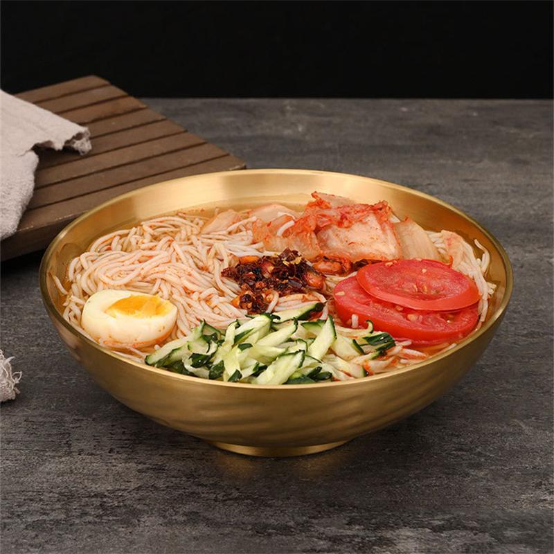 20/24 см корейская миска из нержавеющей стали для холодной лапши, двухслойная, большая, для салата рамен, утолщенная тарелка для фруктов, кухонная утварь