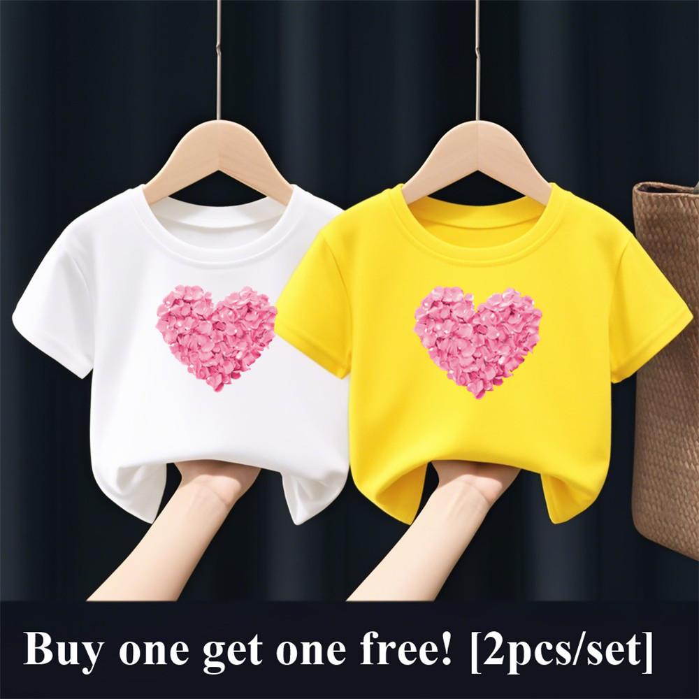 Девочки Мода Лето Лучшие Друзья Футболка 2шт/Комплект Сердце Цветок Футболки Рубашка Короткий Рукав Сестра Парный Наряд Детские Топы